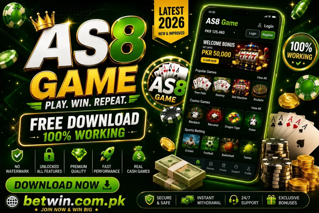 AS8 Game APK Download 2026 Pakistan – Free Teen Patti, Slots, Casino & Sports Betting App on betwin.com.pk