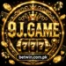 9J.Game online casino app icon featuring a bold gold "9J GAME" logo with a 777 slot machine display, ornate golden border, a jeweled crown, playing card suits, and the website betwin.com.pk on a dark luxury background.