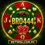 BRO444 Game logo with casino chip, playing cards and dice on betwin.com.pk Pakistan