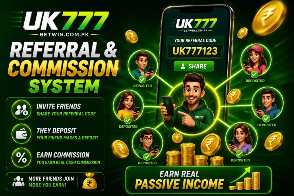 UK777 Game Referral & Commission System – Invite Friends, Earn Real Passive Income in Pakistan
