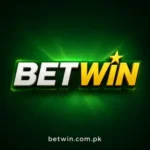 BetWin square logo with silver BET and gold WIN lettering, gold star on dark green glowing background — official brand icon for betwin.com.pk Pakistan gaming platform