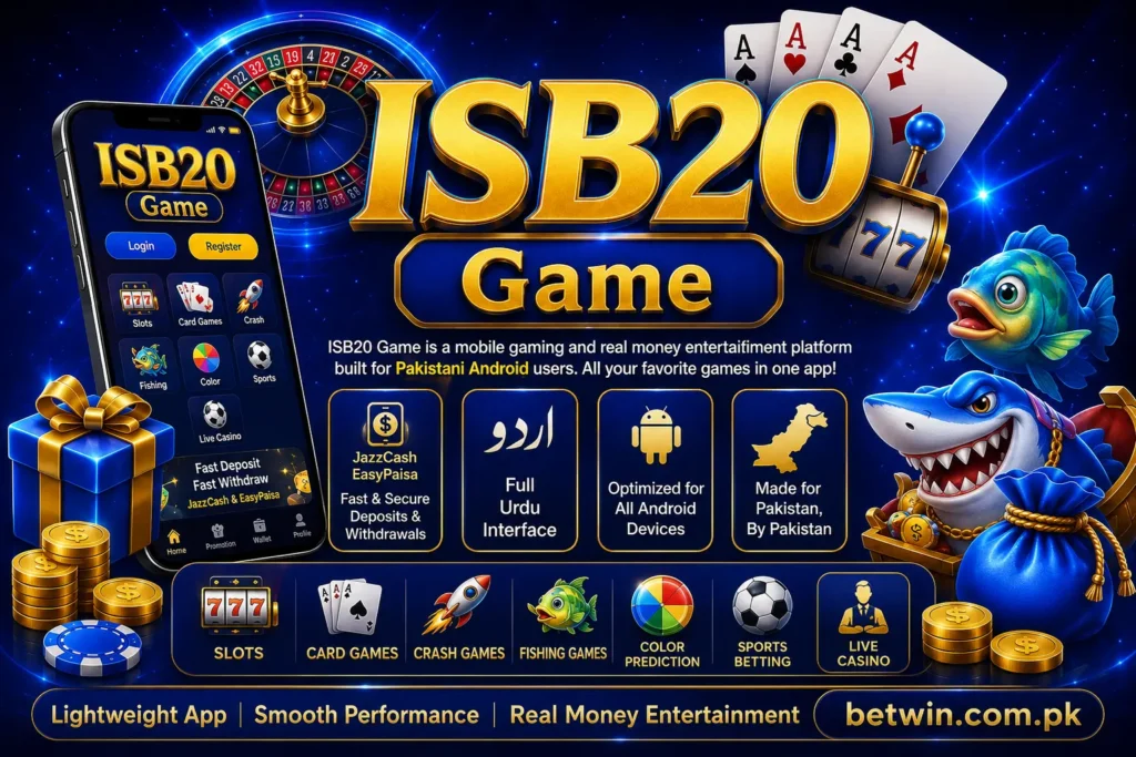 ISB20 Game app download with slots, cards, JazzCash and EasyPaisa for Pakistan