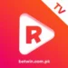 Official Rigi TV App logo featuring bold red R letter inside a white play button arrow on a vibrant pink to orange gradient background with TV badge in the top right corner
