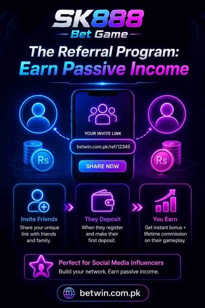 SK888 Game referral program to earn passive income in Pakistan