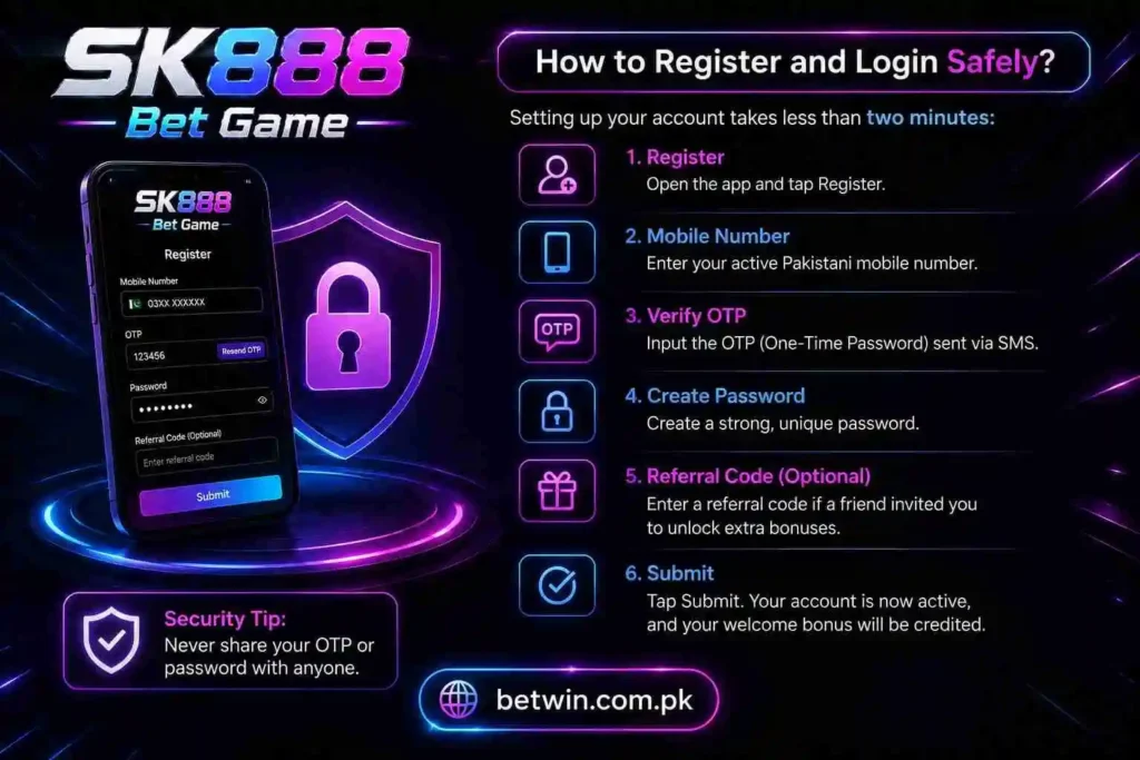 SK888 Game registration and login steps for Pakistani users