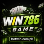 Win786 Game green neon logo with cards and chips for Pakistani players 2026