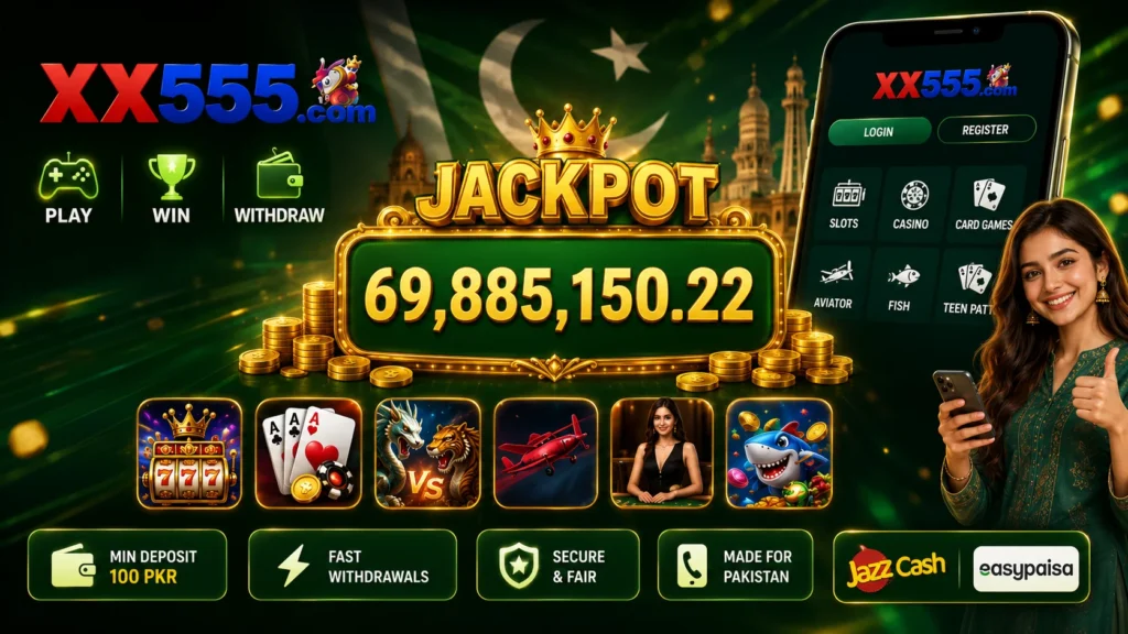 XX555 Game APK Pakistan’s popular online gaming platform with slots casino card games Aviator and fish games for Android & iOS